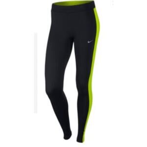 Nike One Performance Dri-Fit Leggings Black Green High Waist Size S
